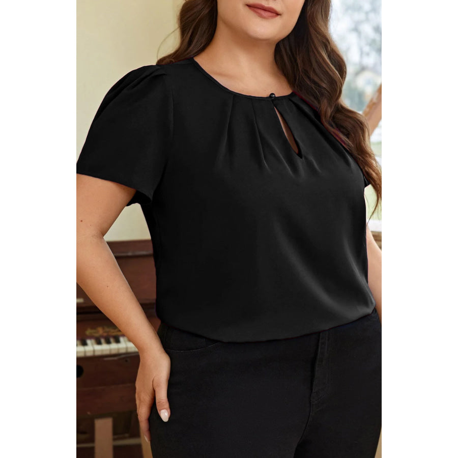 Plus Size Round Neck Short Sleeve Blouse Apparel and Accessories