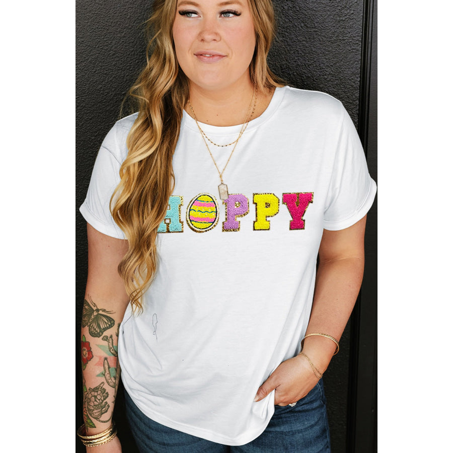 Plus Size Round Neck Short Sleeve T-Shirt White / 1XL Apparel and Accessories