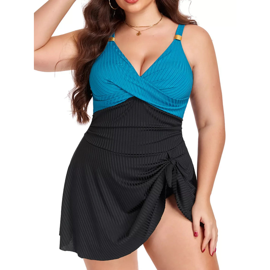 Plus Size Ruched One-Piece Swim Dress Apparel and Accessories