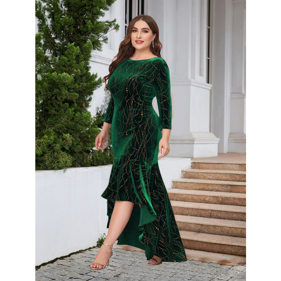 Plus Size Ruffle Hem High-Low Dress Apparel and Accessories