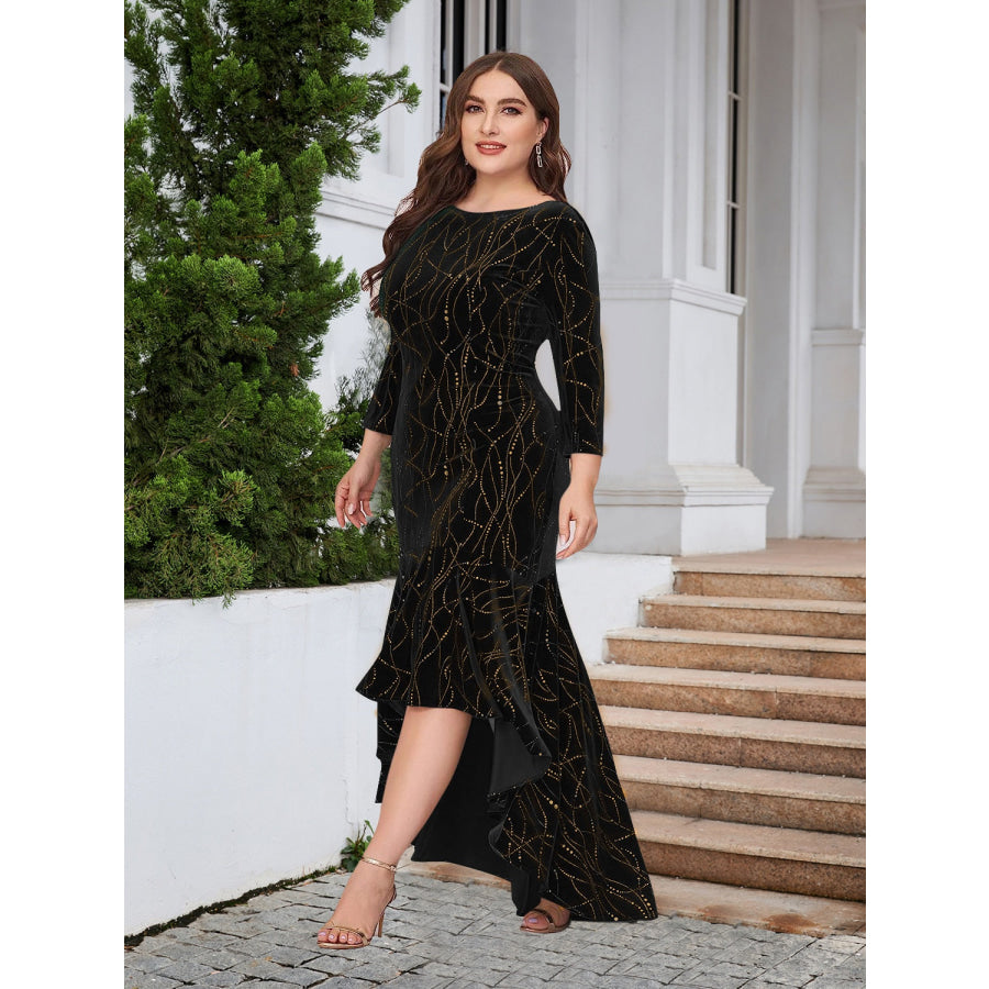 Plus Size Ruffle Hem High-Low Dress Apparel and Accessories