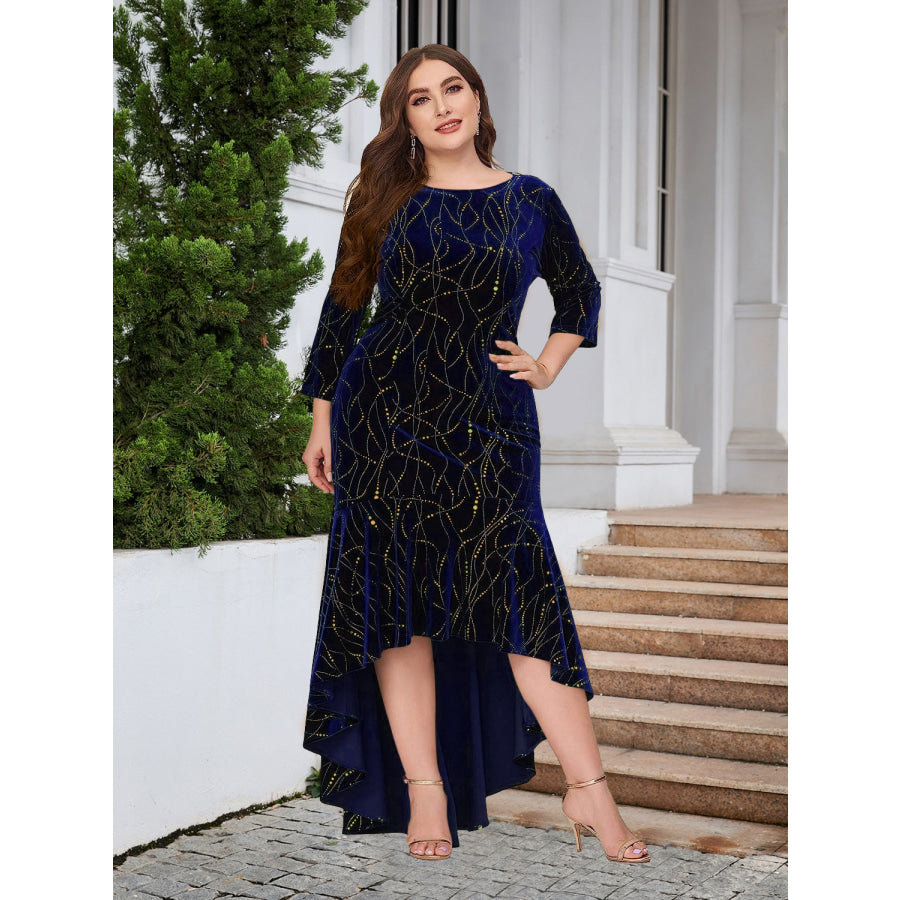 Plus Size Ruffle Hem High-Low Dress Apparel and Accessories