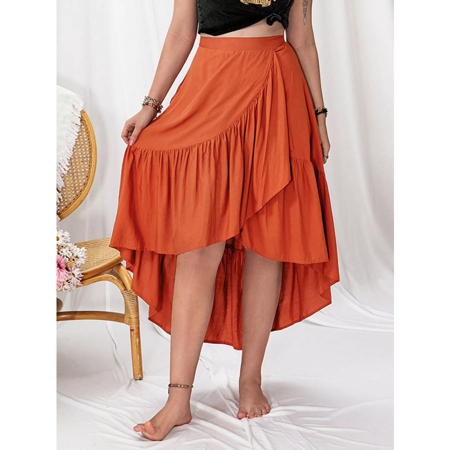 Plus Size Ruffled High-Low Skirt Apparel and Accessories
