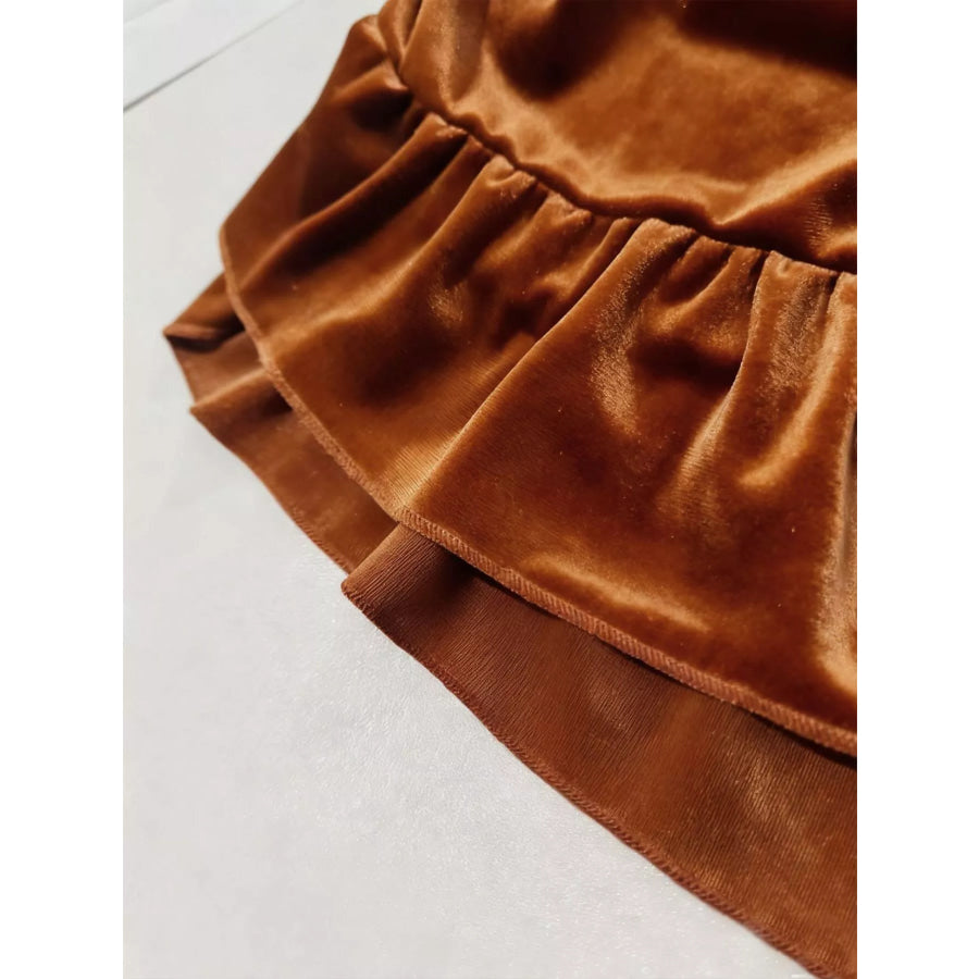Plus Size Ruffled Velvet Elastic Waist Skirt Apparel and Accessories
