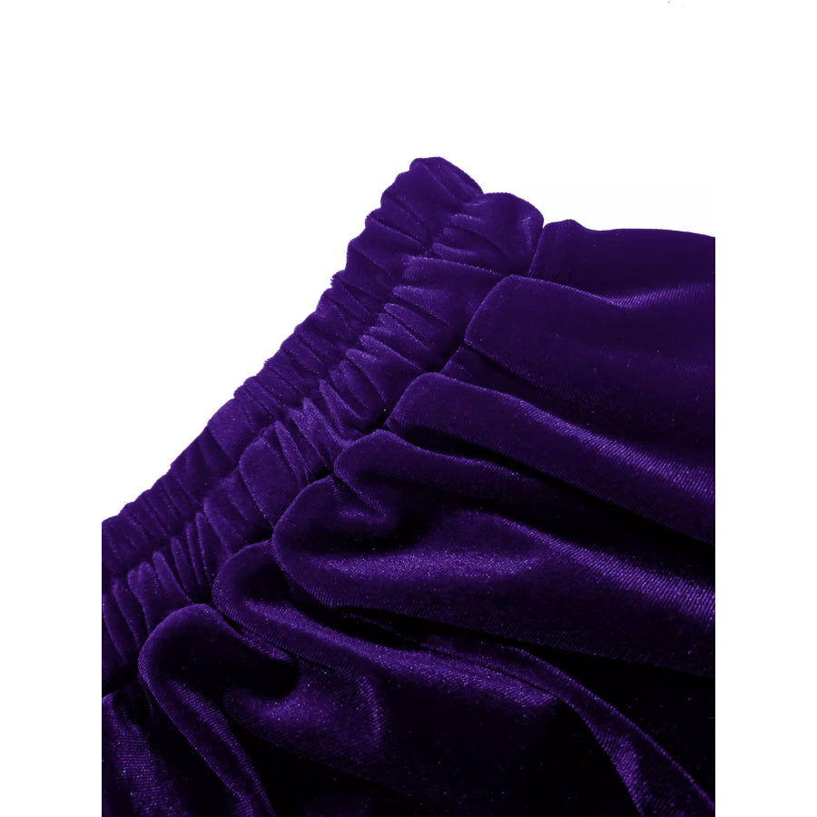 Plus Size Ruffled Velvet Elastic Waist Skirt Apparel and Accessories