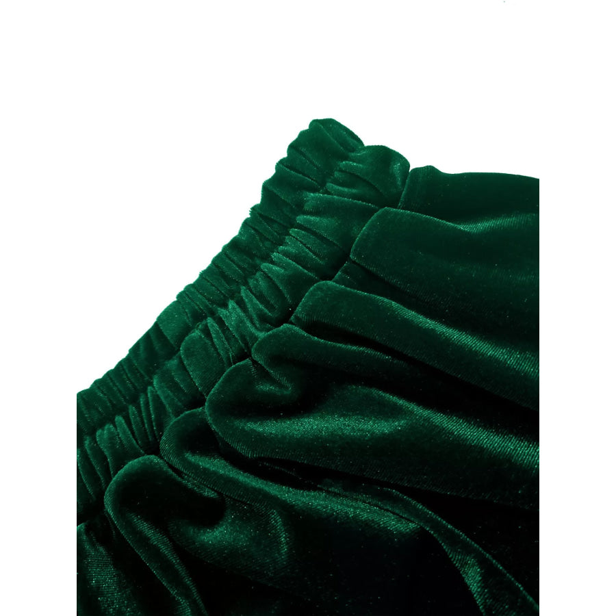 Plus Size Ruffled Velvet Elastic Waist Skirt Apparel and Accessories