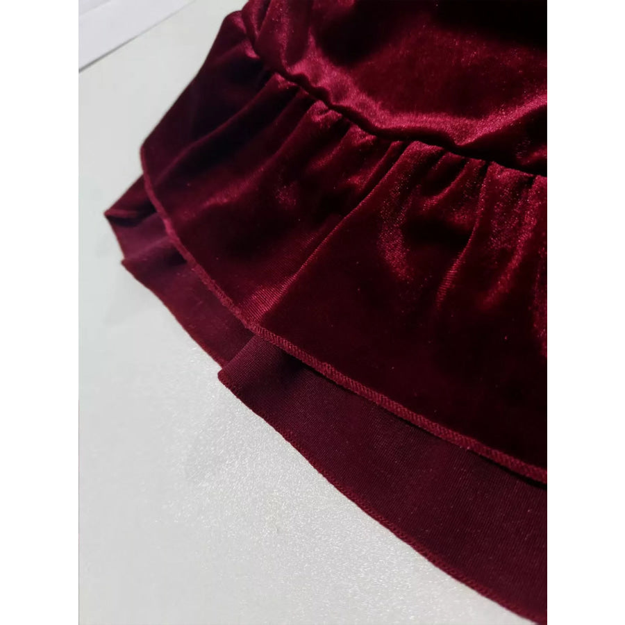Plus Size Ruffled Velvet Elastic Waist Skirt Apparel and Accessories