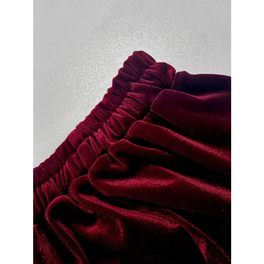 Plus Size Ruffled Velvet Elastic Waist Skirt Apparel and Accessories