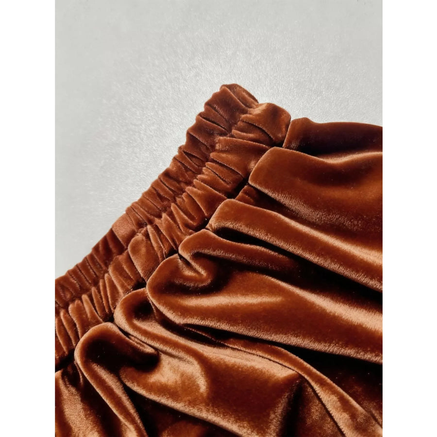 Plus Size Ruffled Velvet Elastic Waist Skirt Apparel and Accessories