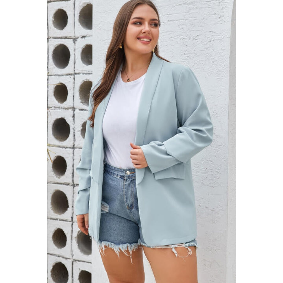 Plus Size Shawl Collar Long Sleeve Blazer Clothing