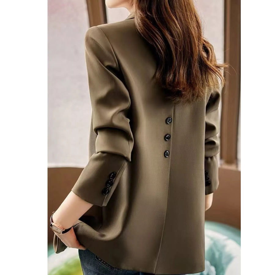 Plus Size Single-Button Lapel Collar Blazer Apparel and Accessories