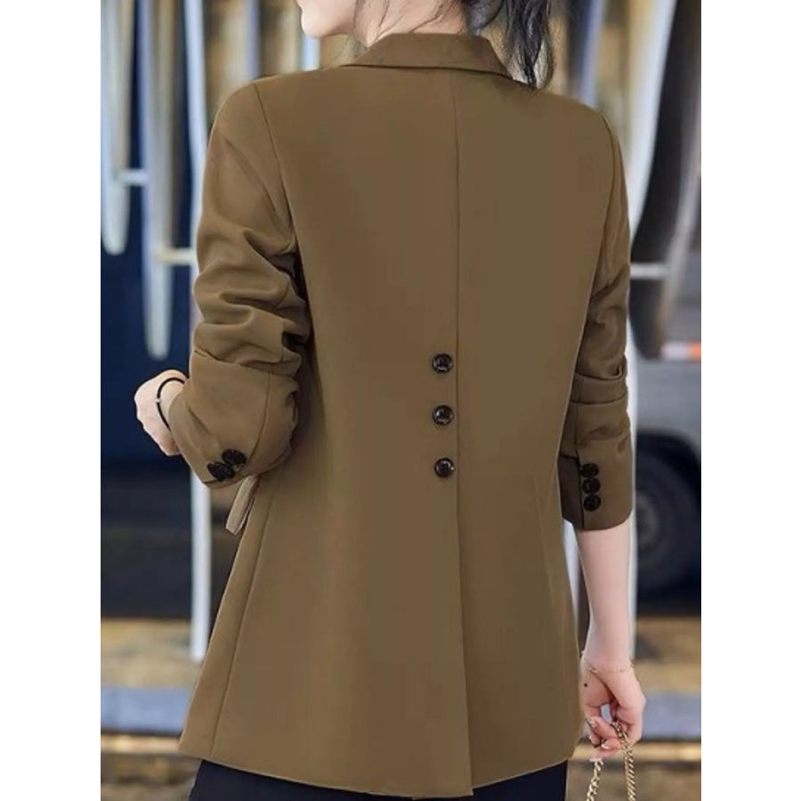 Plus Size Single-Button Lapel Collar Blazer Apparel and Accessories