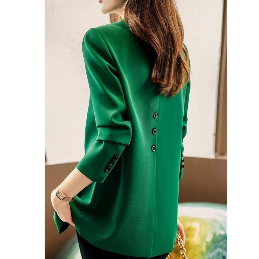 Plus Size Single-Button Lapel Collar Blazer Apparel and Accessories