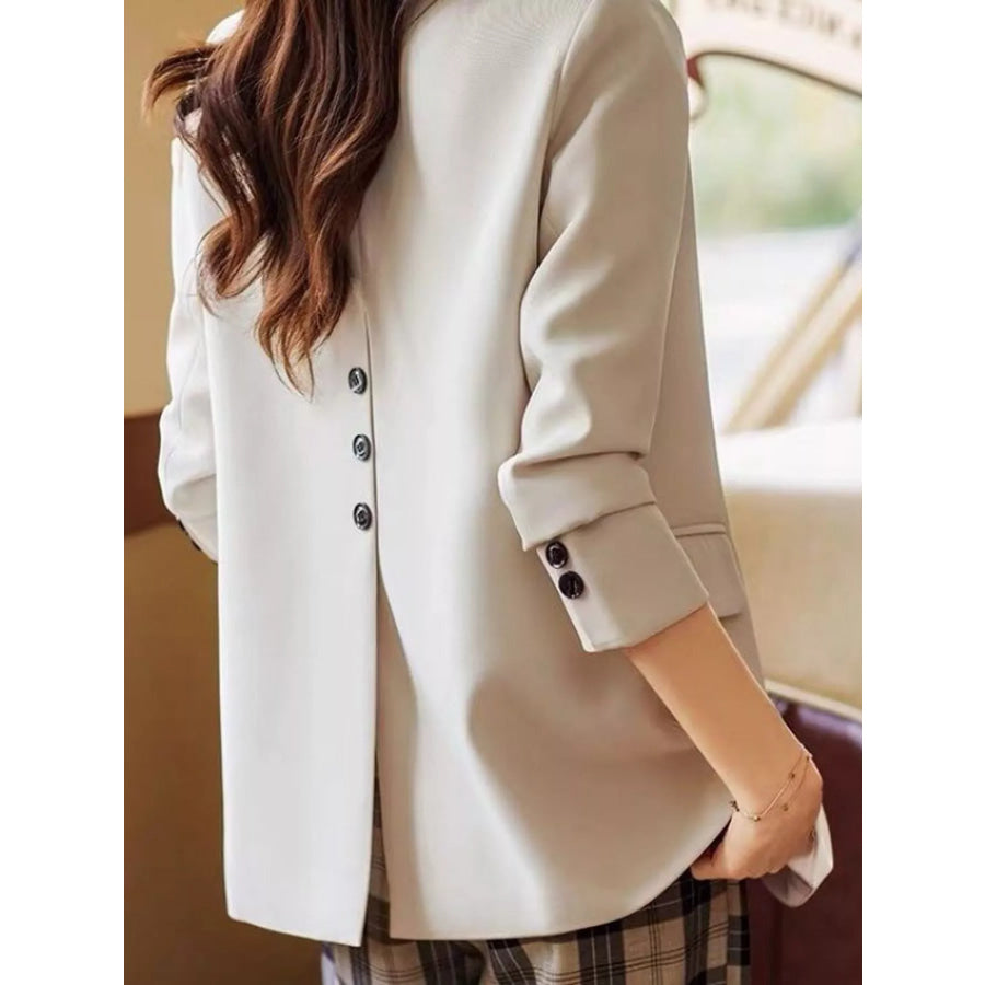Plus Size Single-Button Lapel Collar Blazer Apparel and Accessories