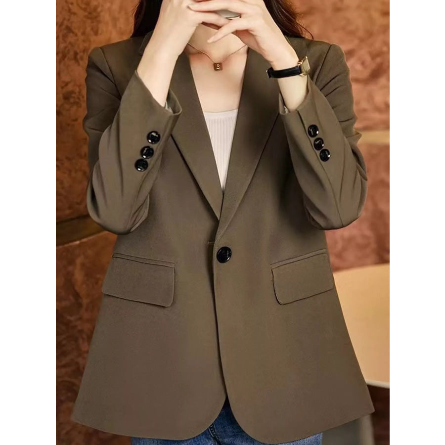 Plus Size Single-Button Lapel Collar Blazer Coffee-Suit / M Apparel and Accessories