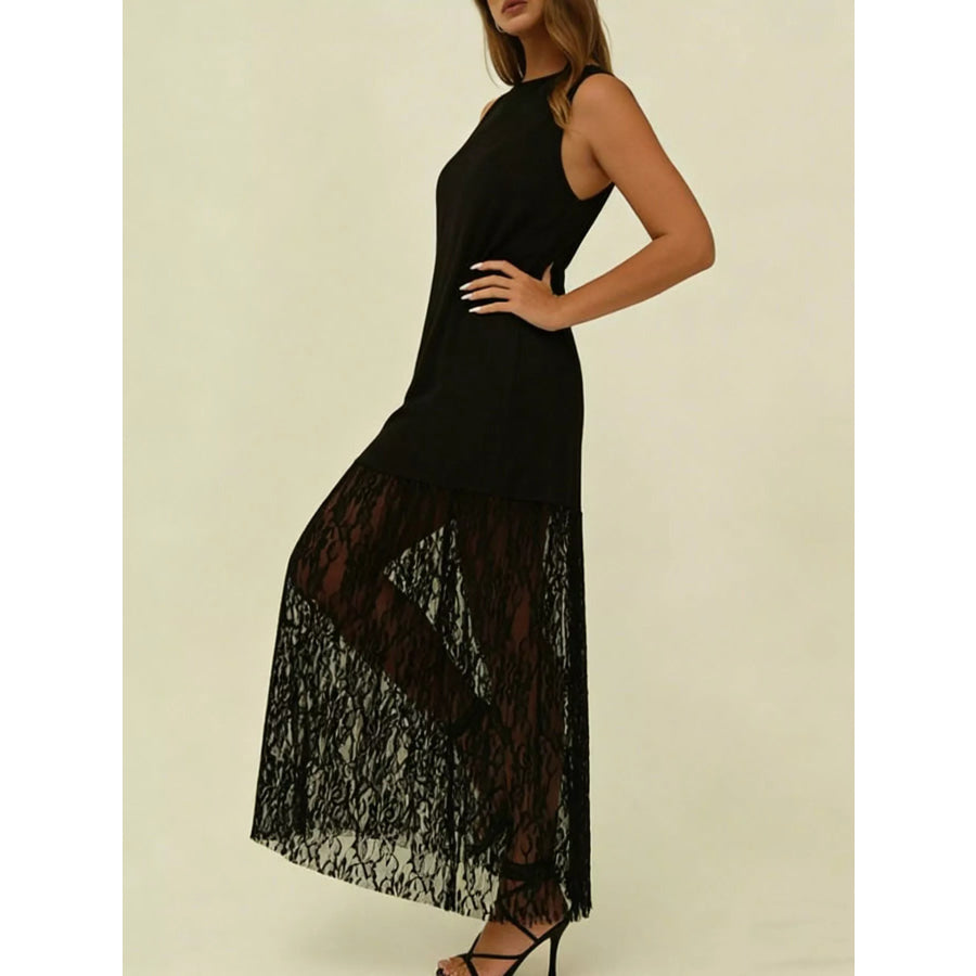 Plus Size Sleeveless Lace Trim Maxi Dress Apparel and Accessories