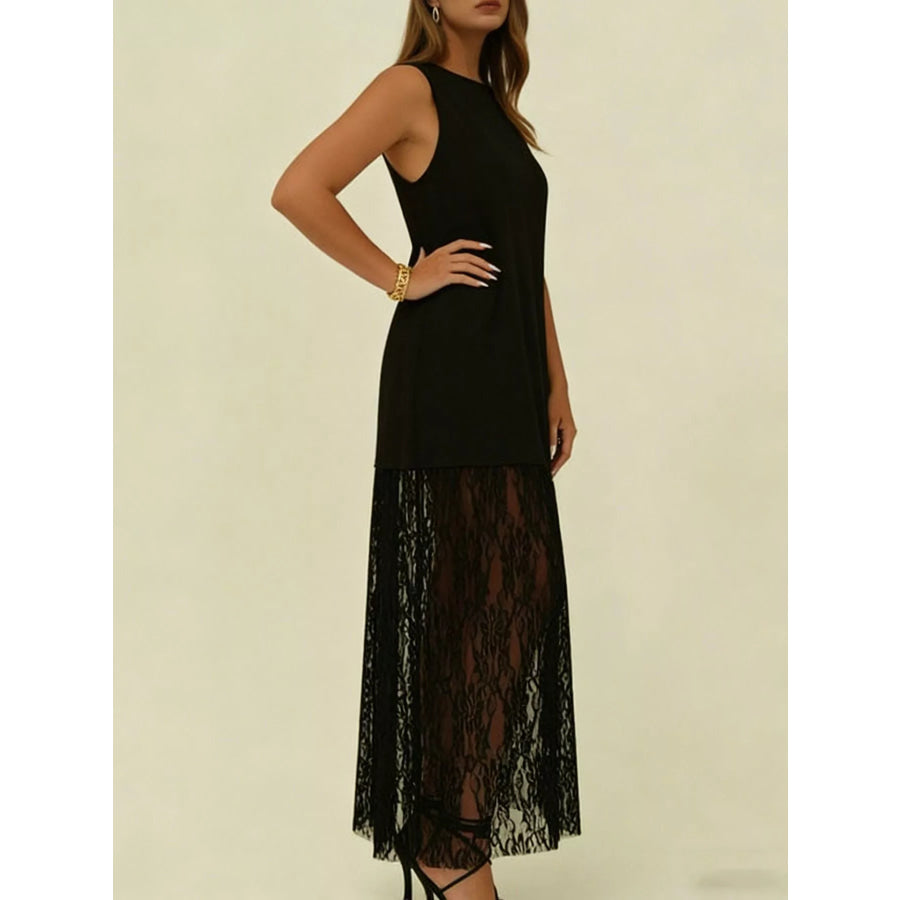 Plus Size Sleeveless Lace Trim Maxi Dress Apparel and Accessories