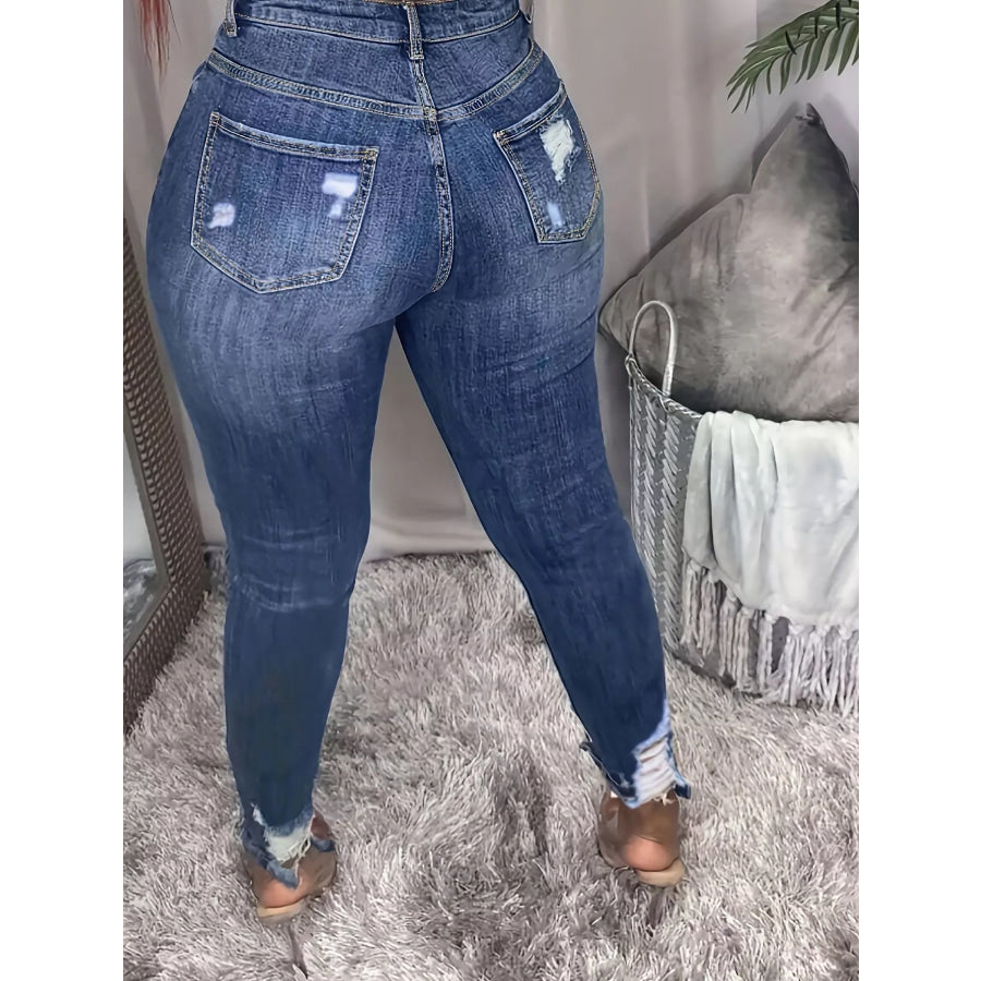 Plus Size Slim Fit Distressed Jeans Apparel and Accessories