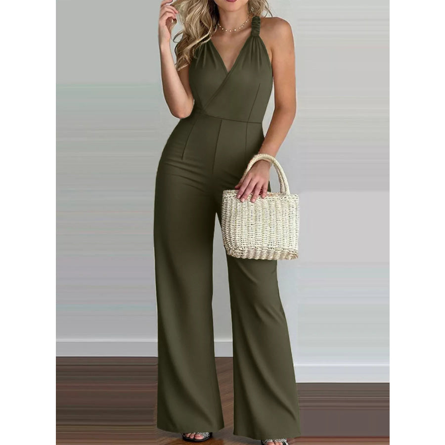 Plus Size Smocked Wide Leg Jumpsuit Apparel and Accessories