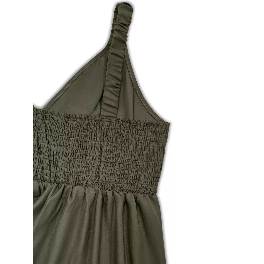 Plus Size Smocked Wide Leg Jumpsuit Apparel and Accessories