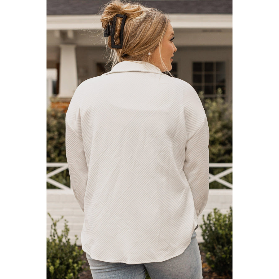 Plus Size Snap Down Dropped Shoulder Jacket Apparel and Accessories
