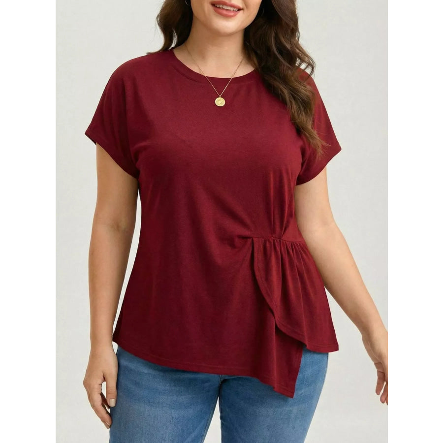 Plus Size Solid Color Ruffle Hem T-Shirt Apparel and Accessories