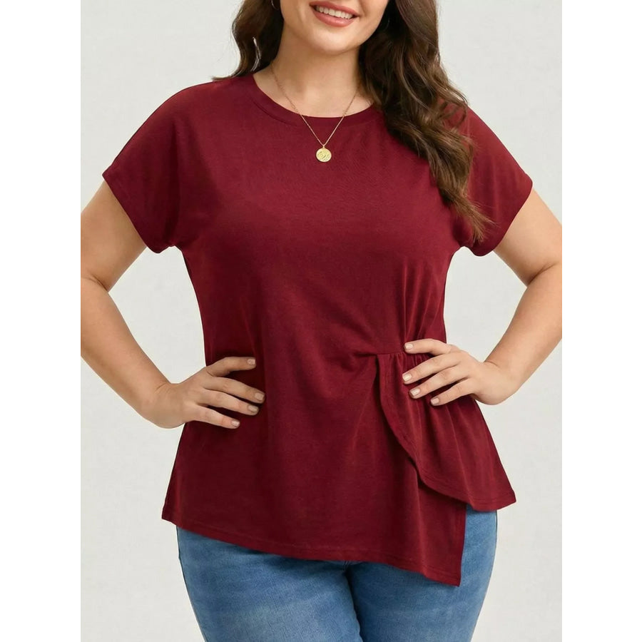 Plus Size Solid Color Ruffle Hem T-Shirt Apparel and Accessories
