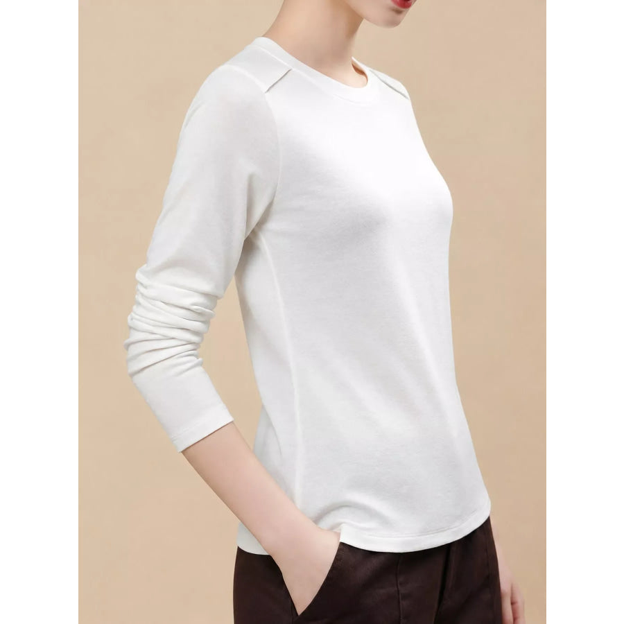 Plus Size Solid Long-Sleeve Crew Neck T-Shirt Apparel and Accessories