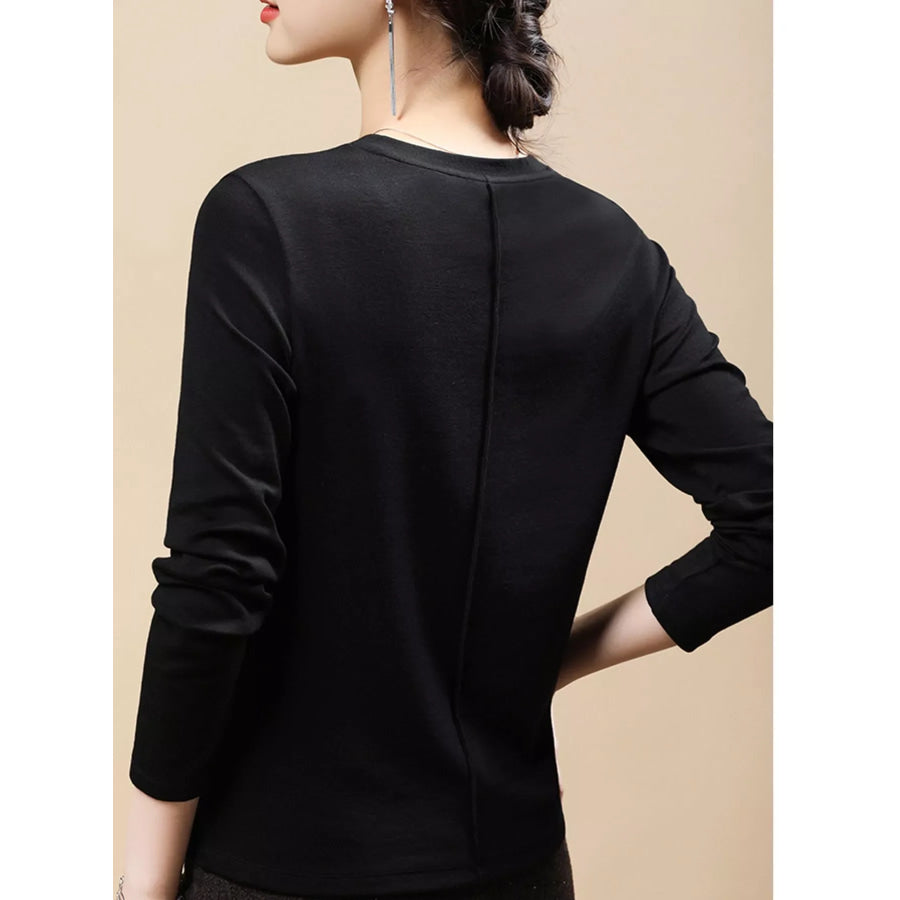 Plus Size Solid Long-Sleeve Crew Neck T-Shirt Apparel and Accessories