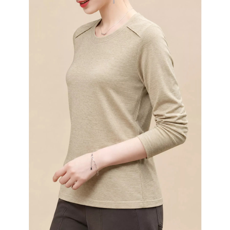Plus Size Solid Long-Sleeve Crew Neck T-Shirt Apparel and Accessories