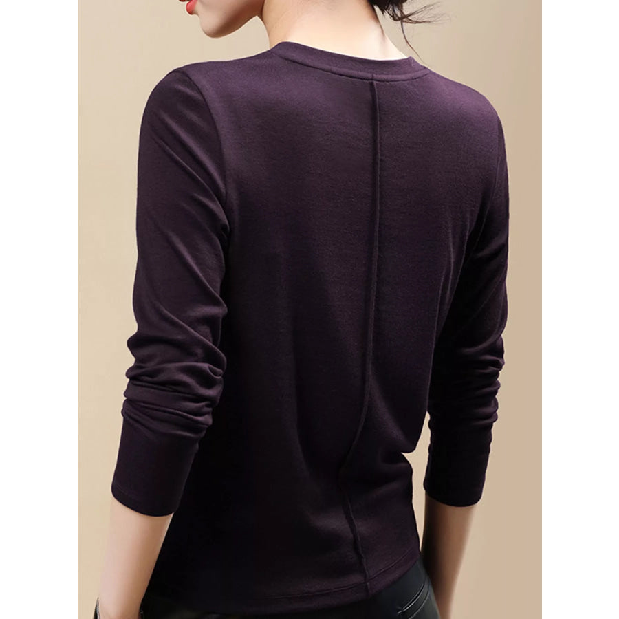 Plus Size Solid Long-Sleeve Crew Neck T-Shirt Apparel and Accessories