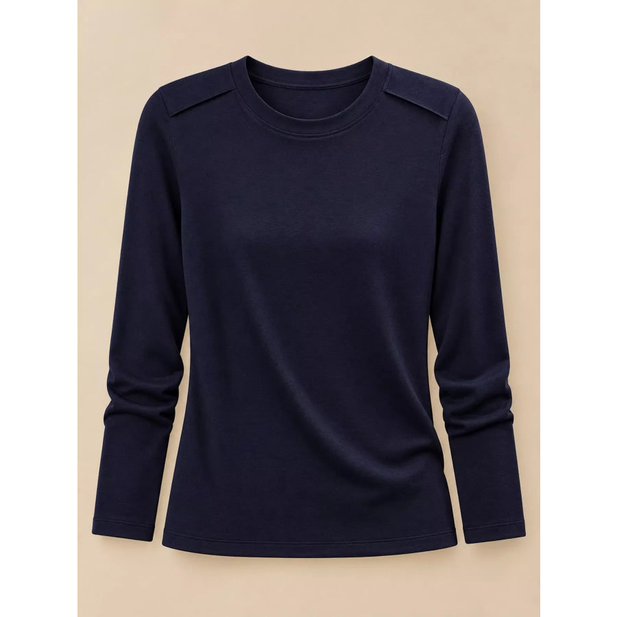 Plus Size Solid Long-Sleeve Crew Neck T-Shirt Apparel and Accessories