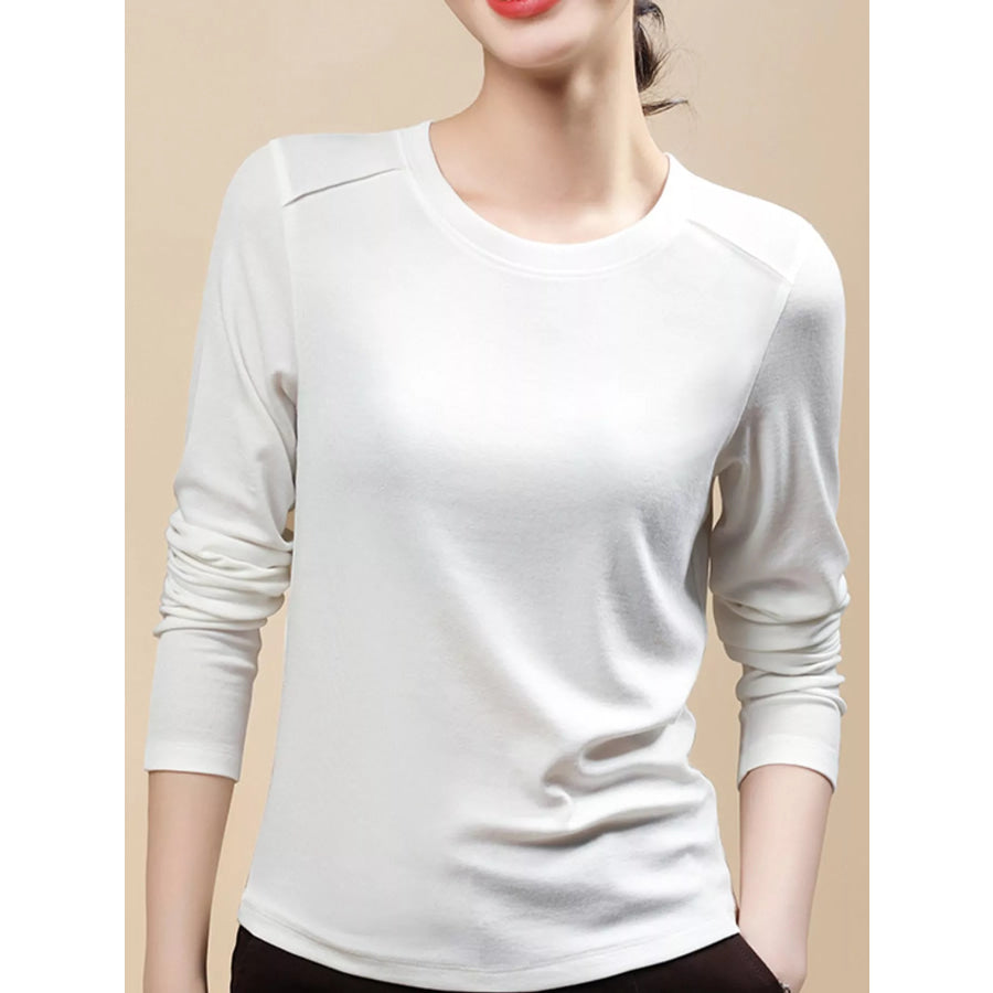 Plus Size Solid Long-Sleeve Crew Neck T-Shirt Apparel and Accessories
