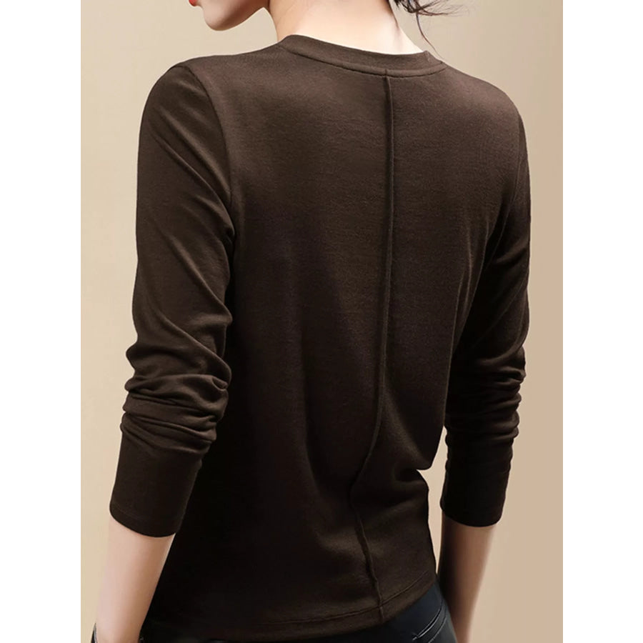 Plus Size Solid Long-Sleeve Crew Neck T-Shirt Apparel and Accessories