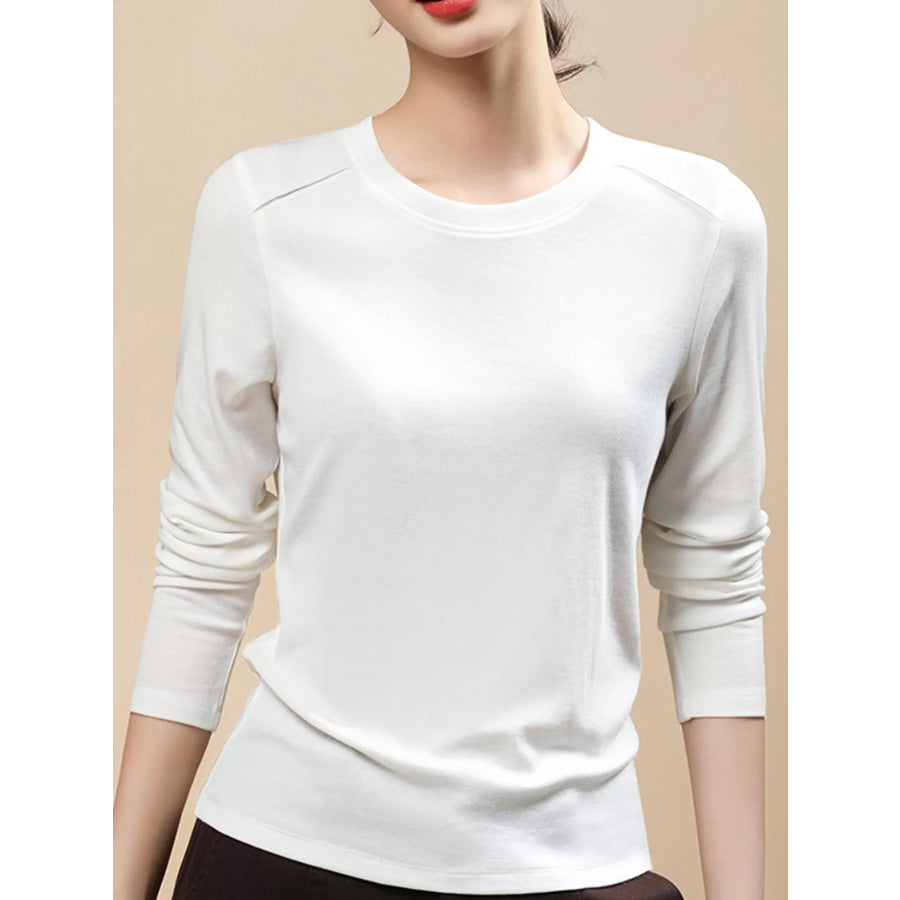 Plus Size Solid Long-Sleeve Crew Neck T-Shirt Apparel and Accessories