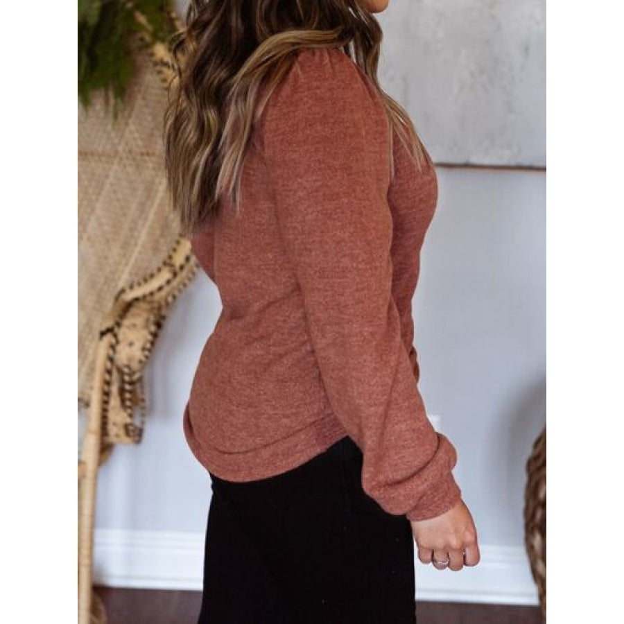 Plus Size Square Neck Long Sleeve T-Shirt Apparel and Accessories