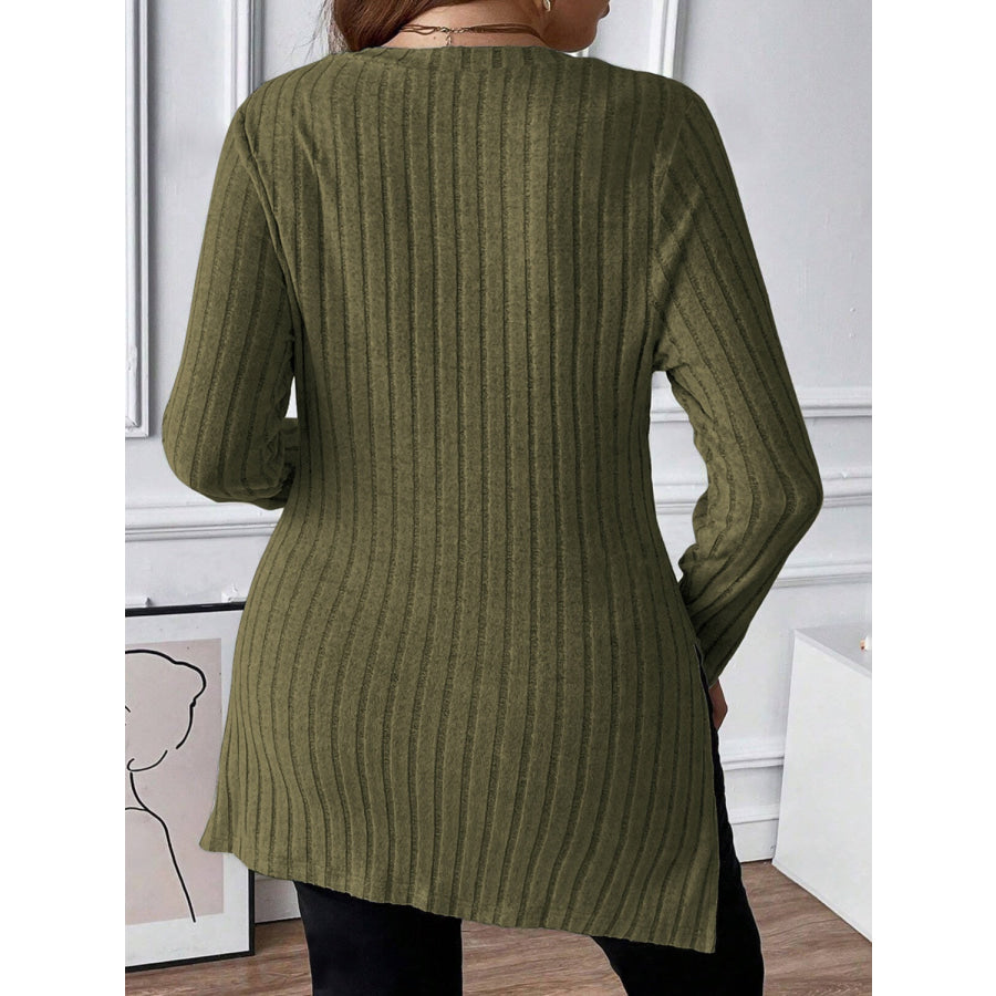 Plus Size Square Neck Long Sleeve Top Apparel and Accessories