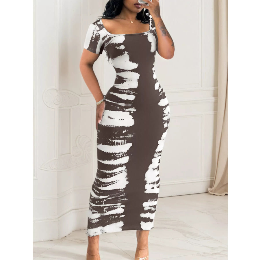 Plus Size Square Neck Short Sleeve Dress Apparel and Accessories