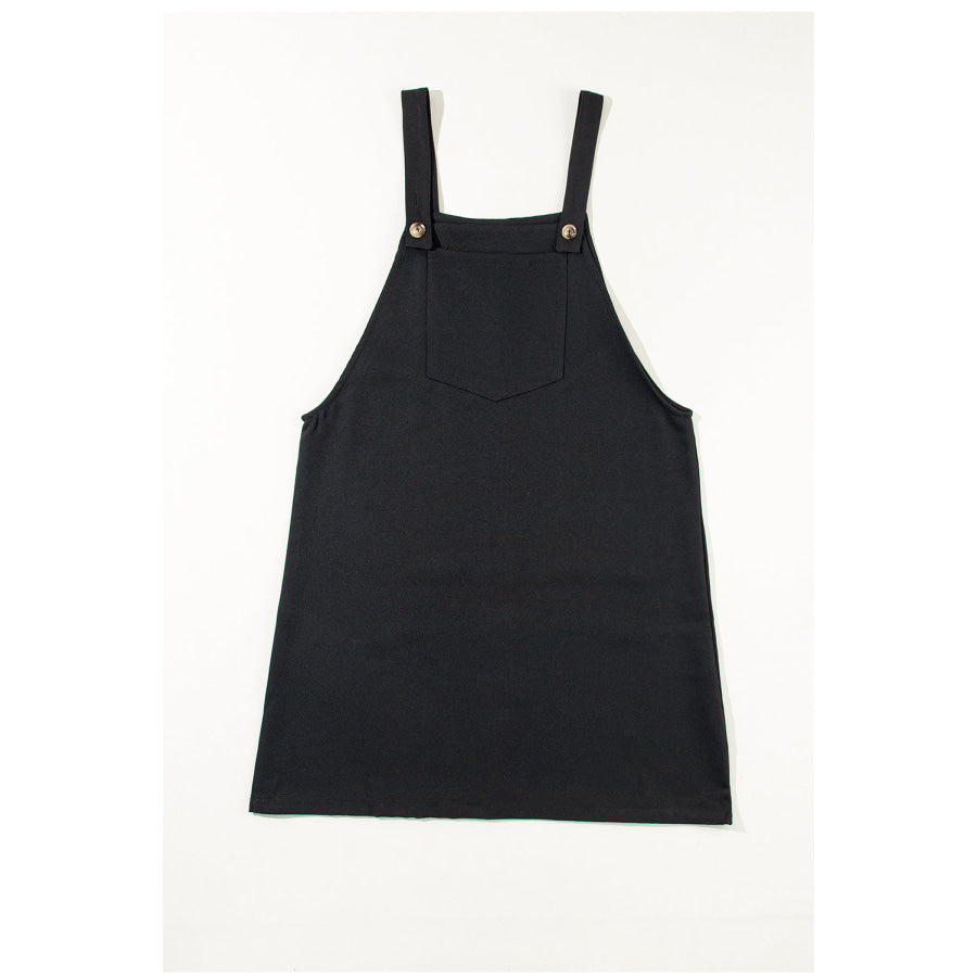 Plus Size Square Neck Wide Strap Dress Black / 1XL Apparel and Accessories