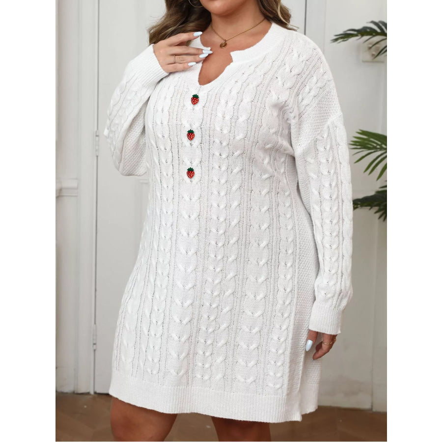 Plus Size Strawberry Cable Knit Sweater Dress Apparel and Accessories