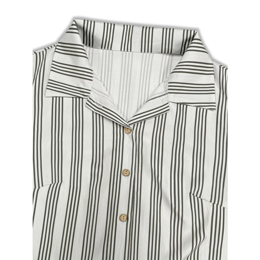 Plus Size Striped Button Front Midi Dress Apparel and Accessories