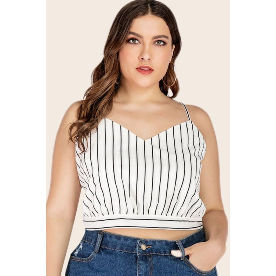 Plus Size Striped Tie-Back Cropped Cami Stripe / XL