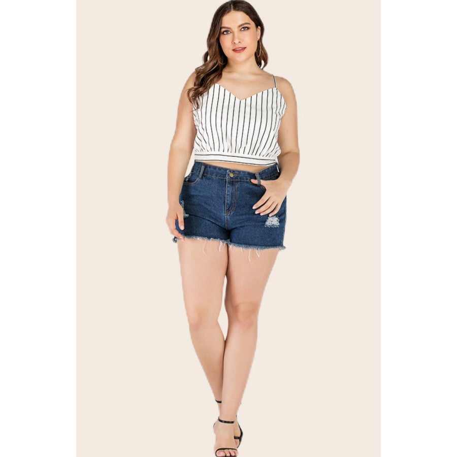 Plus Size Striped Tie-Back Cropped Cami