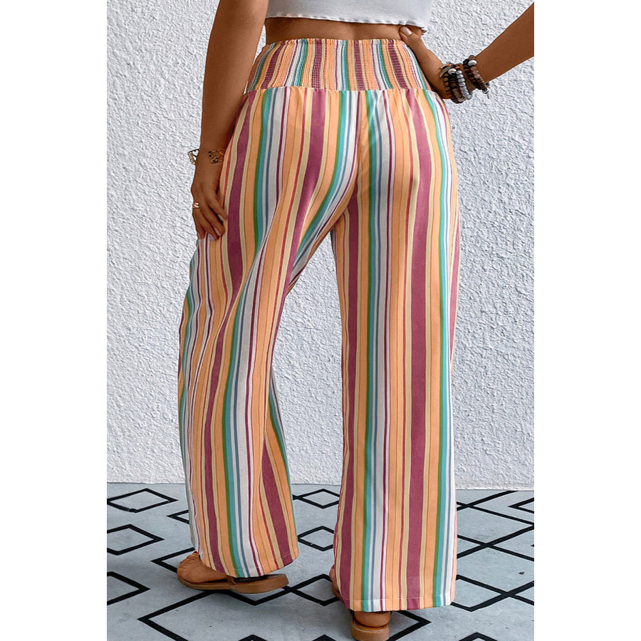 Plus Size Striped Wide Leg Pants Bottoms