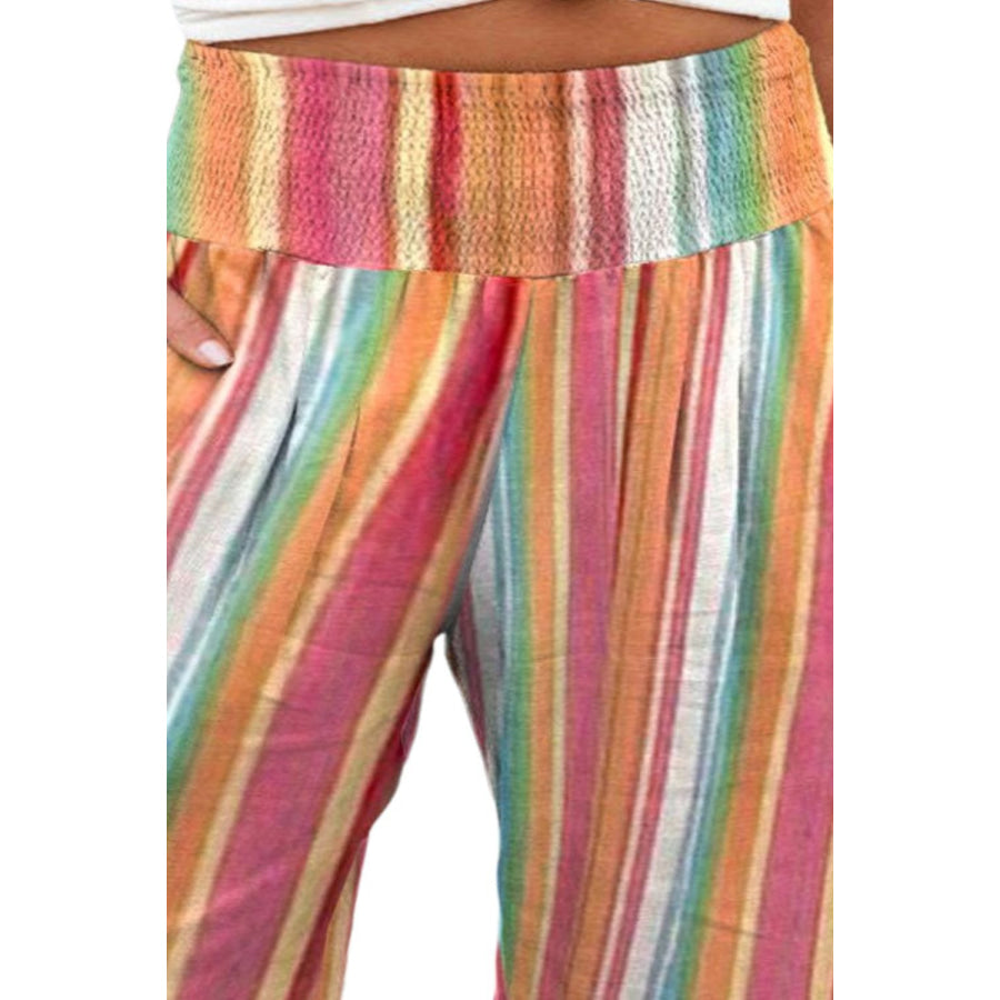 Plus Size Striped Wide Leg Pants Bottoms