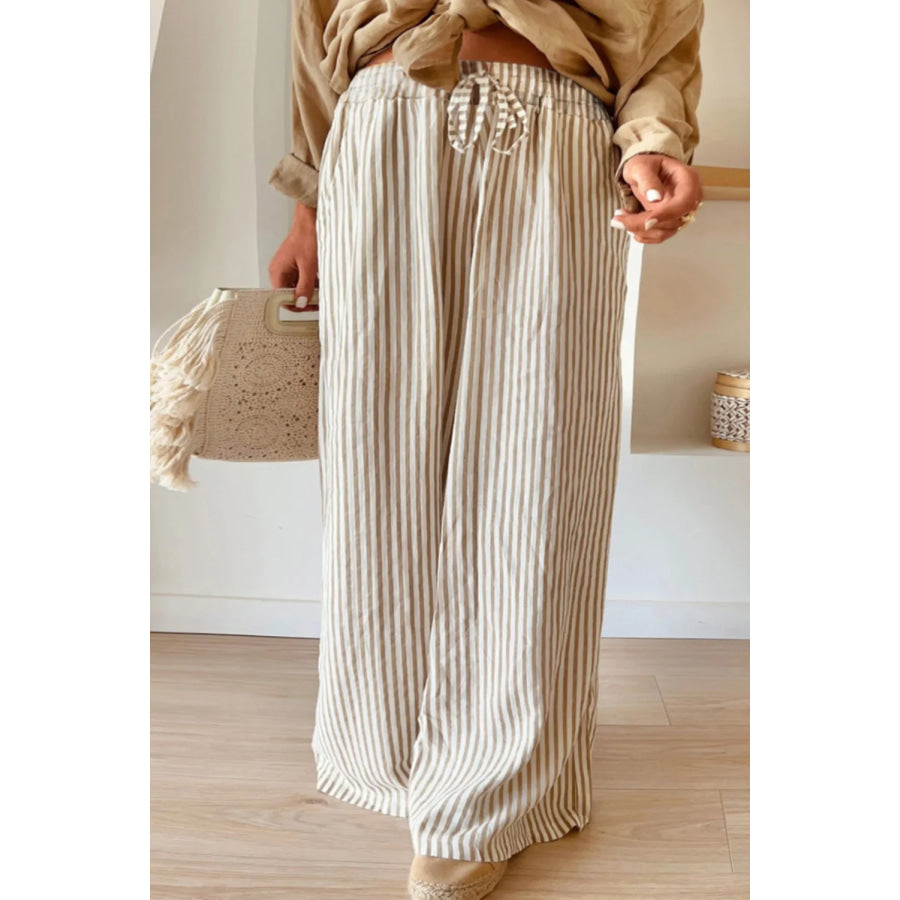 Plus Size Striped Wide Leg Pants Stripe / 1XL Apparel and Accessories