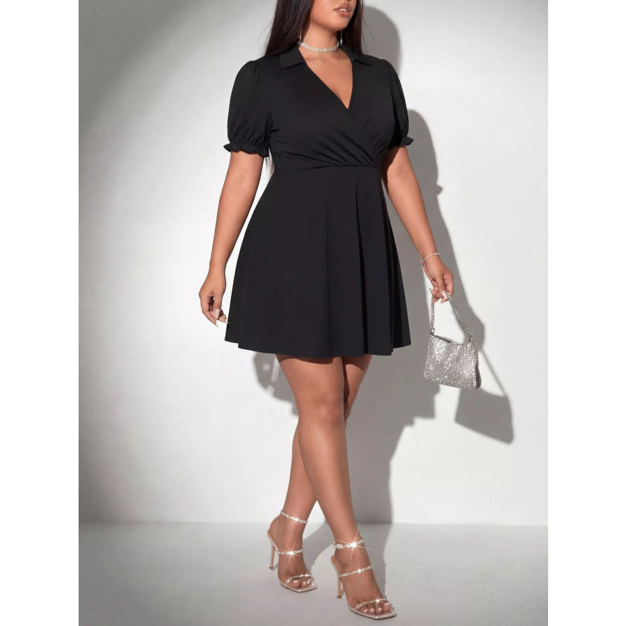 Plus Size Surplice Short Sleeve Mini Dress Apparel and Accessories