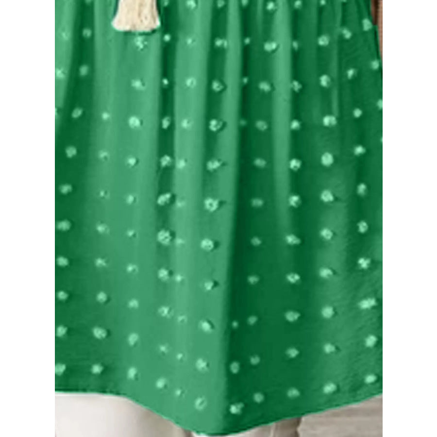 Plus Size Swiss Dot V-Neck Casual Blouse Apparel and Accessories