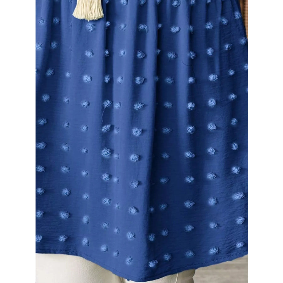 Plus Size Swiss Dot V-Neck Casual Blouse Apparel and Accessories