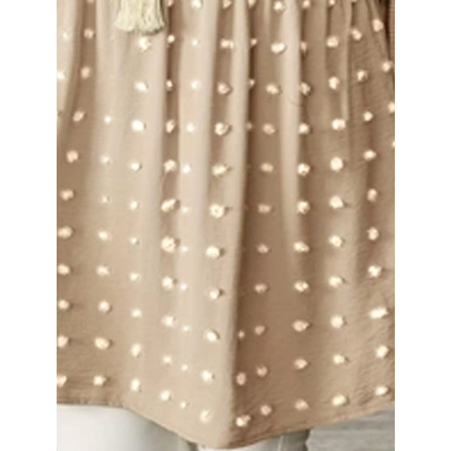Plus Size Swiss Dot V-Neck Casual Blouse Apparel and Accessories